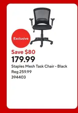 Staples Staples Mesh Task Chair - Black offer