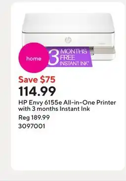 Staples HP Envy 6155e All-in-One Printer with 3 months Instant Ink offer