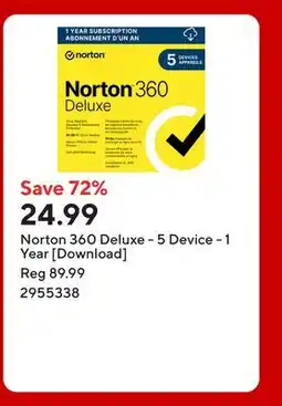 Staples Norton 360 Deluxe - 5 Device - 1 Year [Download] offer