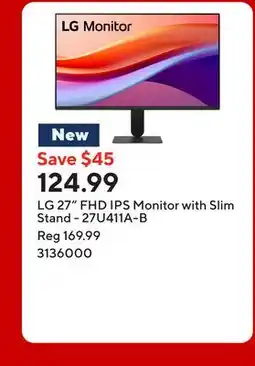 Staples LG 27 FHD IPS Monitor with Slim Stand - 27U411A-B offer