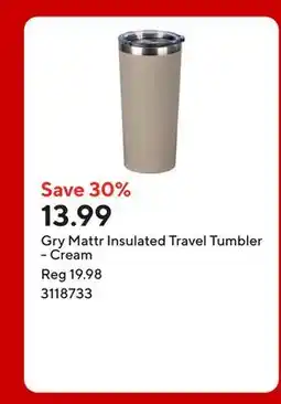 Staples Gry Mattr Insulated Travel Tumbler - Cream offer