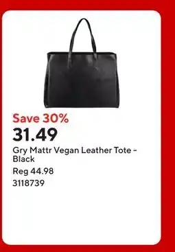 Staples Gry Mattr Vegan Leather Tote - Black offer