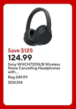 Staples Sony WHCH720N/B Wireless Noise Cancelling Headphones with Microphone - Black offer