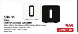 Visions Electronics Sonos Sub 4 Premium Wireless Subwoofer offer