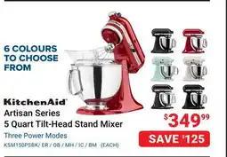 Visions Electronics Kitchen Aid Artisan Series 5 Quart Tilt-Head Stand Mixer offer