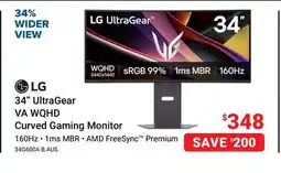 Visions Electronics 34 UltraGear VA WQHD Curved Gaming Monitor offer