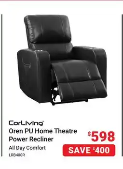 Visions Electronics Corliving Oren PU Home Theatre Power Recliner offer
