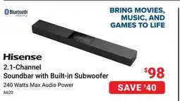 Visions Electronics Hisense 2.1-Channel Soundbar with Built-in Subwoofer offer