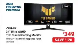 Visions Electronics ASUS 34 Ultra WQHD TUF Curved Gaming Monitor offer