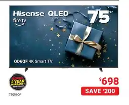 Visions Electronics Hisense QD6QF 4K Smart TV 75 QLED offer