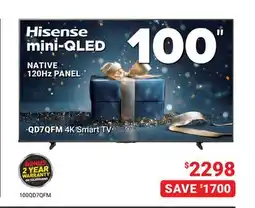 Visions Electronics Hisense mini-QLED NATIVE 120Hz PANEL 100 offer