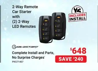 Visions Electronics 2-Way Remote Car Starter with (2) 2-Way LED Remotes offer