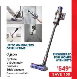 Visions Electronics Dyson Cyclone V10 Animal+ Cordless Stick Vacuum offer