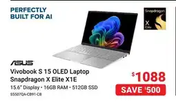 Visions Electronics Asus Vivobook S 15 OLED Laptop Snapdragon X Elite X1E offer