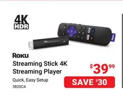 Visions Electronics Roku Streaming Stick 4K Streaming Player offer