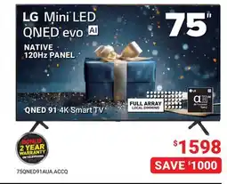 Visions Electronics LG 75 Mini LED QNED evo NATIVE 120Hz PANEL QNED 91 4K Smart TV offer