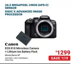 Visions Electronics Canon EOS R10 Mirrorless Camera + Lithium-Ion Battery Pack offer