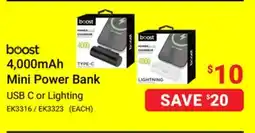 Visions Electronics 4,000mAh Mini Power Bank USB C or Lighting offer