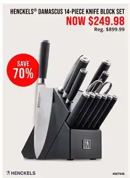 Cabela's HENCKELS DAMASCUS 14-PIECE KNIFE BLOCK SET offer