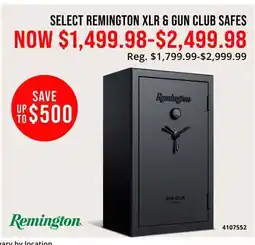 Cabela's SELECT REMINGTON XLR & GUN CLUB SAFES offer