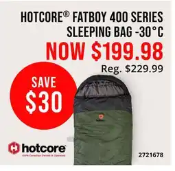 Cabela's HOTCORE FATBOY 400 SERIES SLEEPING BAG-30°C offer