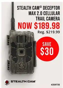 Cabela's STEALTH САМ DECEPTOR MAX 2.0 CELLULAR TRAIL CAMERA offer