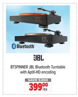 2001 Audio Video BTSPINNER JBL Bluetooth Turntable with AptX-HD encoding offer