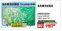 2001 Audio Video UN85DU8000 85 SAMSUNG Crystal UHD 4K 120Hz Smart TV offer