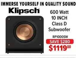2001 Audio Video 600 Watt 10 INCH Class D Subwoofer offer