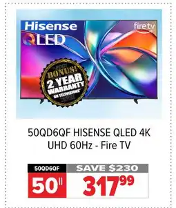 2001 Audio Video 50QD6QF HISENSE 50 QLED 4K UHD 60Hz - Fire TV offer