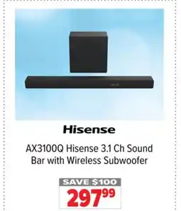 2001 Audio Video AX3100Q 3.1 Ch Sound Bar with Wireless Subwoofer offer