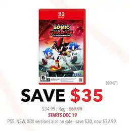 GameStop NINTENDO SWITCH SONIC SHADOW GENERATIONS offer