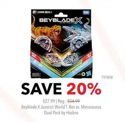 GameStop Beyblade X Jurassic World T. Rex vs. Mosasaurus Dual Pack by Hasbro offer