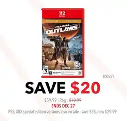 GameStop Star Wars Outlaws Nintendo Switch offer