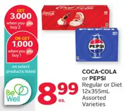 Rexall COCA-COLA or PEPSI Regular or Diet 12x355mL offer