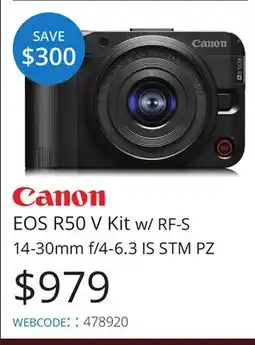 Vistek Canon EOS R50 V Kit w/ RF-S 14-30mm f/4-6.3 IS STM PZ offer