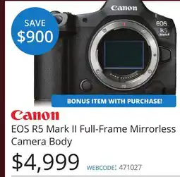 Vistek Canon EOS R5 Mark II Full-Frame Mirrorless Camera Body offer