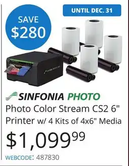 Vistek Photo Color Stream CS2 6 Printer w/ 4 Kits of 4x6 Media offer