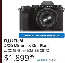 Vistek FUJIFILM X-S20 Mirrorless Kit – Black w/ XC 15-45mm f/3.5-5.6 OIS PZ offer
