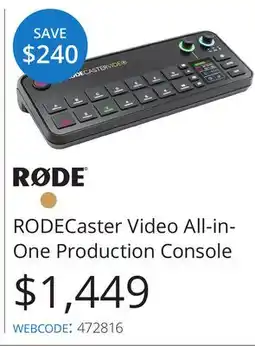 Vistek RODECaster Video All-in-One Production Console offer