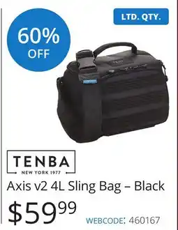 Vistek TENBA Axis v2 4L Sling Bag - Black offer
