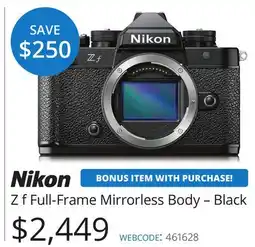 Vistek Nikon Z f Full-Frame Mirrorless Body – Black offer