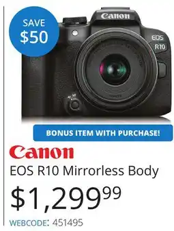 Vistek EOS R10 Mirrorless Body offer