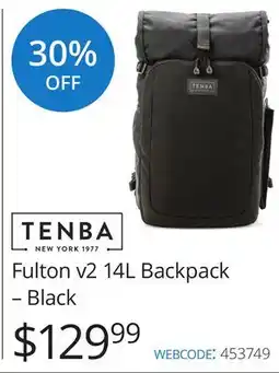 Vistek Tenba Fulton v2 14L Backpack - Black offer