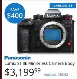 Vistek Panasonic Lumix S1 IIE Mirrorless Camera Body offer
