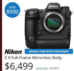 Vistek Nikon Z 9 Full-Frame Mirrorless Body offer