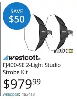Vistek WESTCOTT FJ400-SE 2-Light Studio Strobe Kit offer