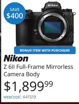 Vistek Z 6II Full-Frame Mirrorless Camera Body offer