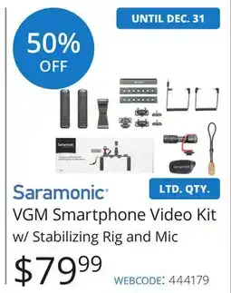 Vistek VGM Smartphone Video Kit w/ Stabilizing Rig and Mic offer