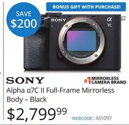 Vistek SONY Alpha α7C II Full-Frame Mirrorless Body – Black offer